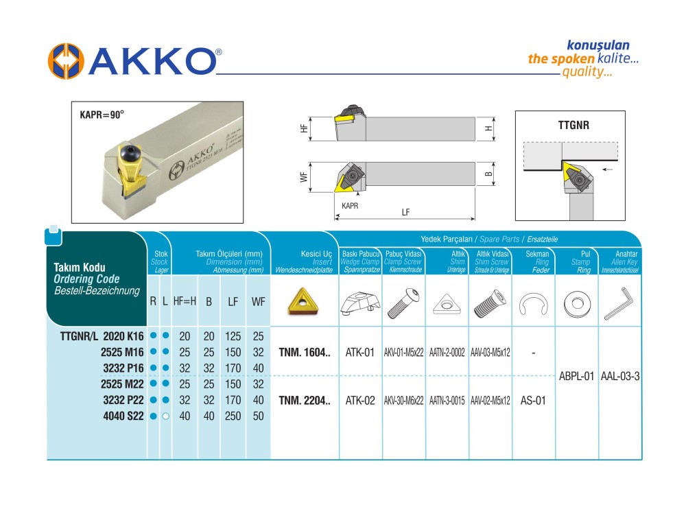 AKKO TTGNL 2525 M16 External Turning Toolholder Left