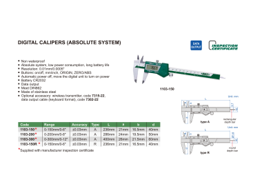 INSIZE 1103 - Digital Caliper