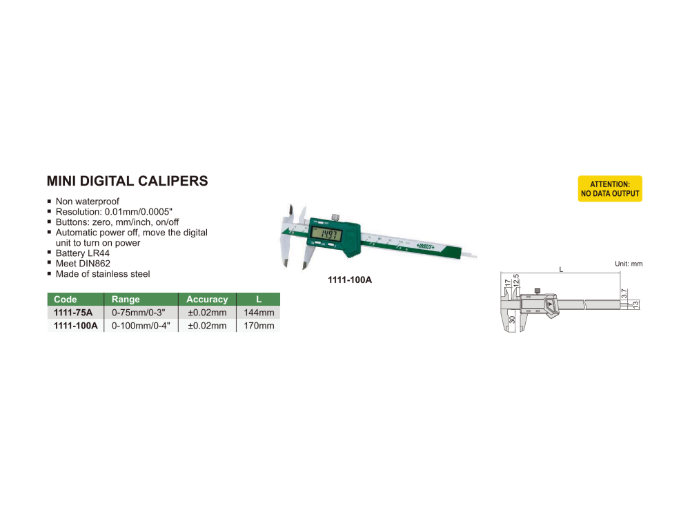INSIZE 1111 - Mini Digital Caliper