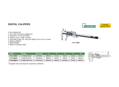 INSIZE 1114 - Digital Caliper (zinc alloy case)