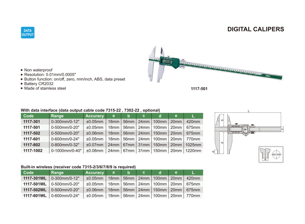 INSIZE 1117 - Wireless Digital Caliper