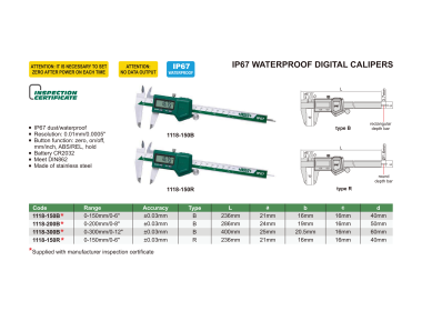 INSIZE 1118 - Waterproof Digital Caliper