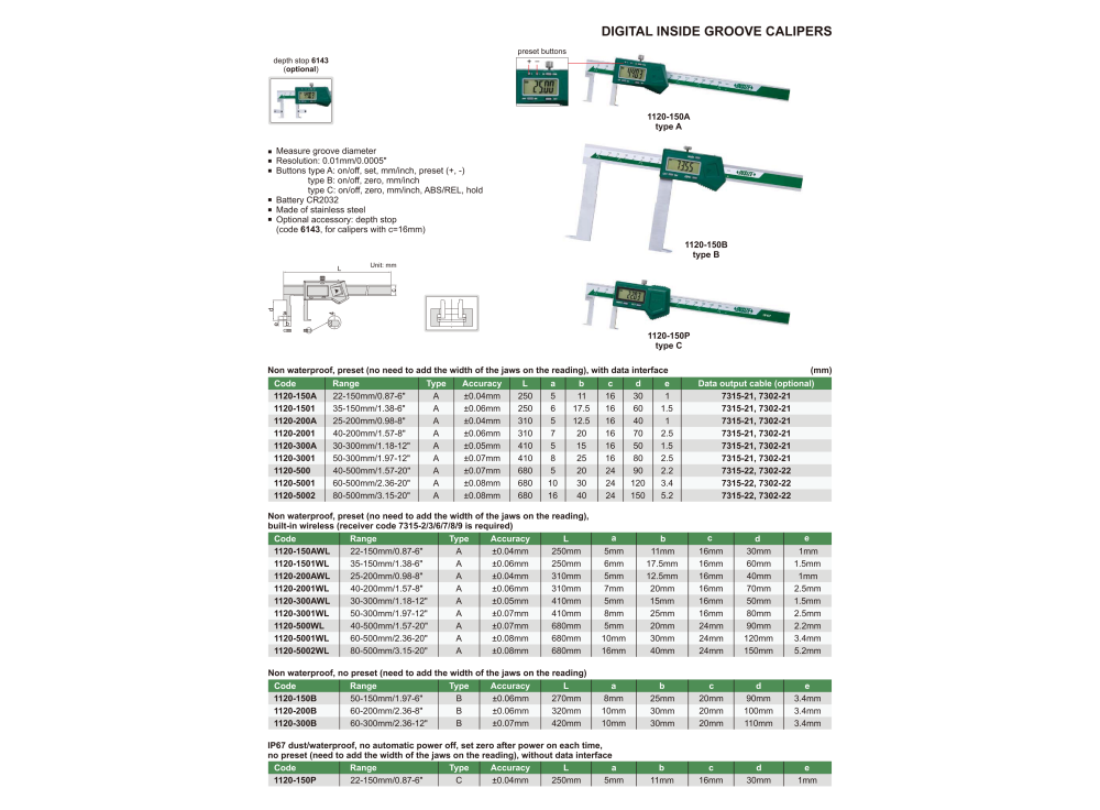 INSIZE 1120 - Digital Inside Groove Caliper