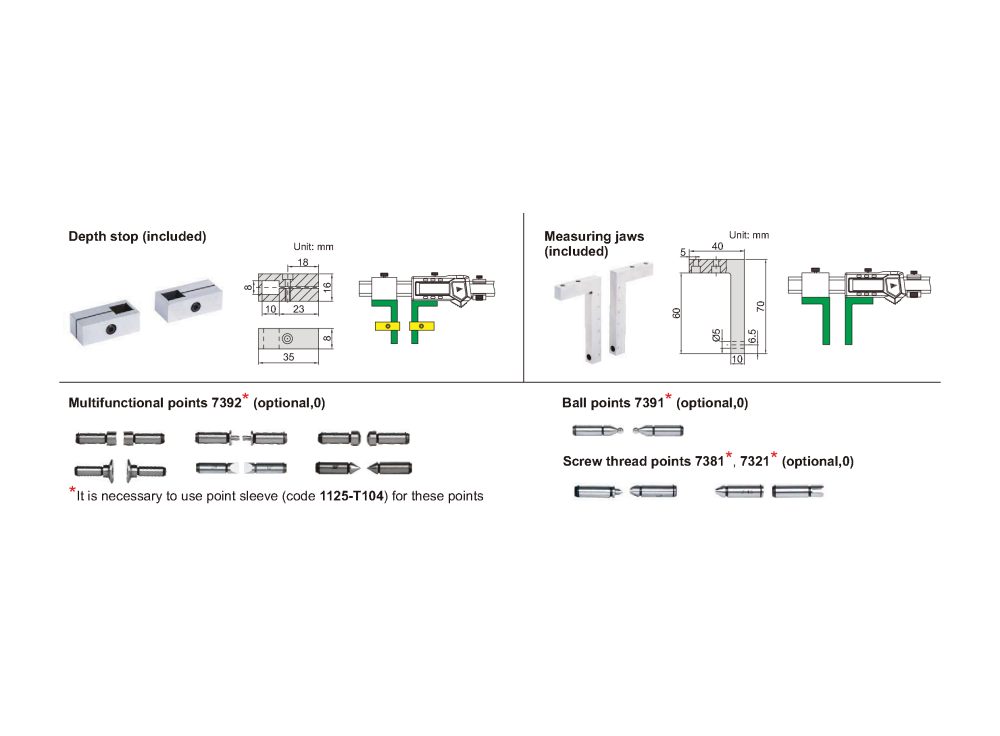INSIZE 1125 - Kužeľové meracie dotyky (pár)