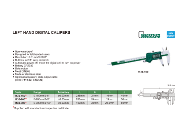 INSIZE 1130 - Left Hand Digital Caliper