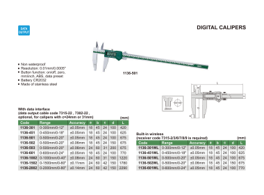 INSIZE 1136 - Wireless Digital Caliper
