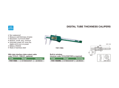 INSIZE 1161 - Digital Tube Thickness Caliper