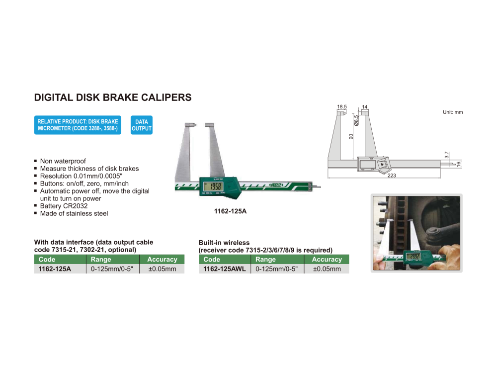 INSIZE 1162 - Digital Disk Brake Caliper