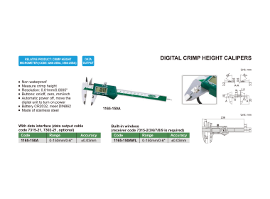 INSIZE 1165 - Wireless Digital Crimp Height Caliper