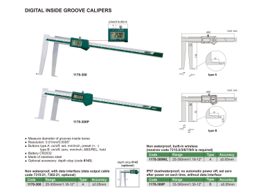 INSIZE 1178 - Waterproof Digital Inside Groove Caliper