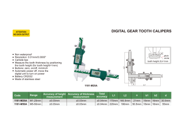 INSIZE 1181 - Digital Gear Tooth Caliper
