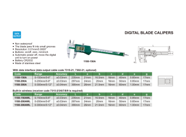 INSIZE 1188 - Wireless Digital Blade Caliper