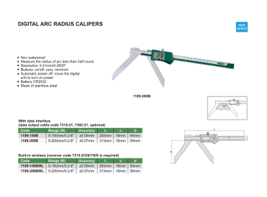 INSIZE 1189 - Digital Arc Radius Cliper