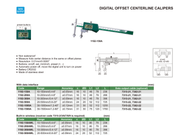 INSIZE 1192 - Wireless Digital Offset Centerline Caliper