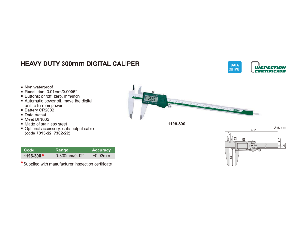 INSIZE 1196 - Heavy Duty Digital Caliper
