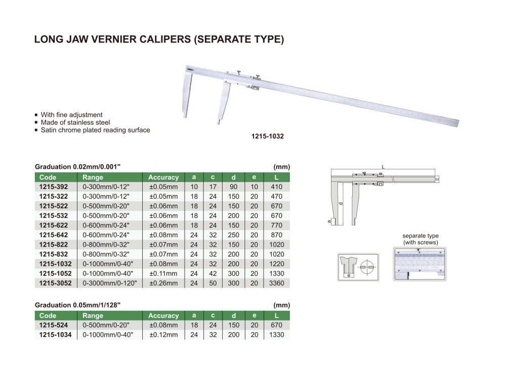 INSIZE 1215 - Long Jaw Vernier Caliper
