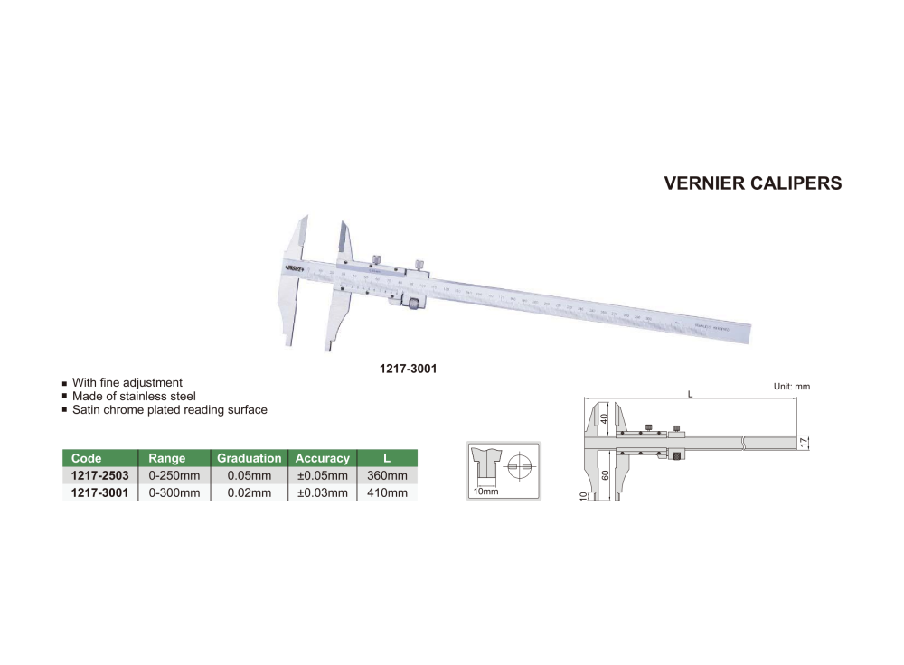 INSIZE 1217 - Vernier Caliper