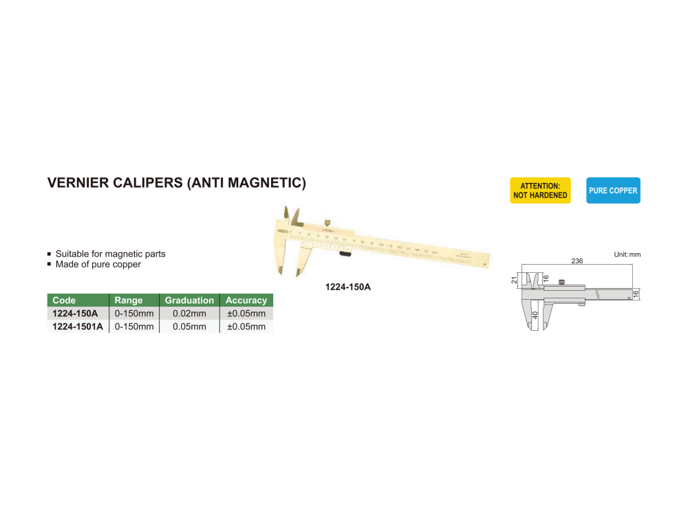 INSIZE 1224 - Vernier Caliper (anti magnetic)