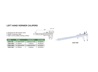 INSIZE 1239 - Left Hand Vernier Caliper