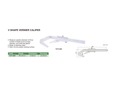 INSIZE 1273 - V Shape Vernier Caliper