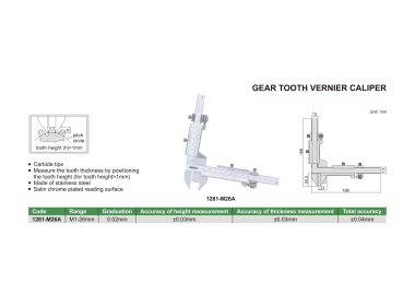 INSIZE 1281 - Gear Tooth Vernier Caliper