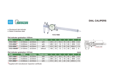 INSIZE 1312 - Číselníkové posuvné meradlo