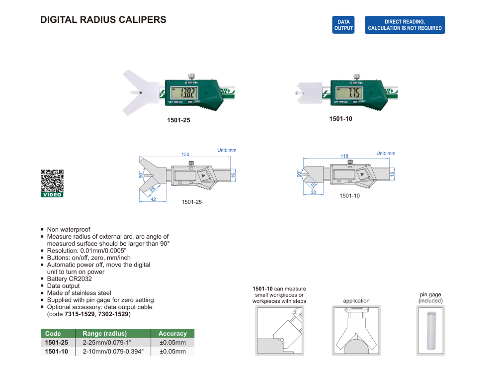 INSIZE 1501 - Digital Radius Caliper