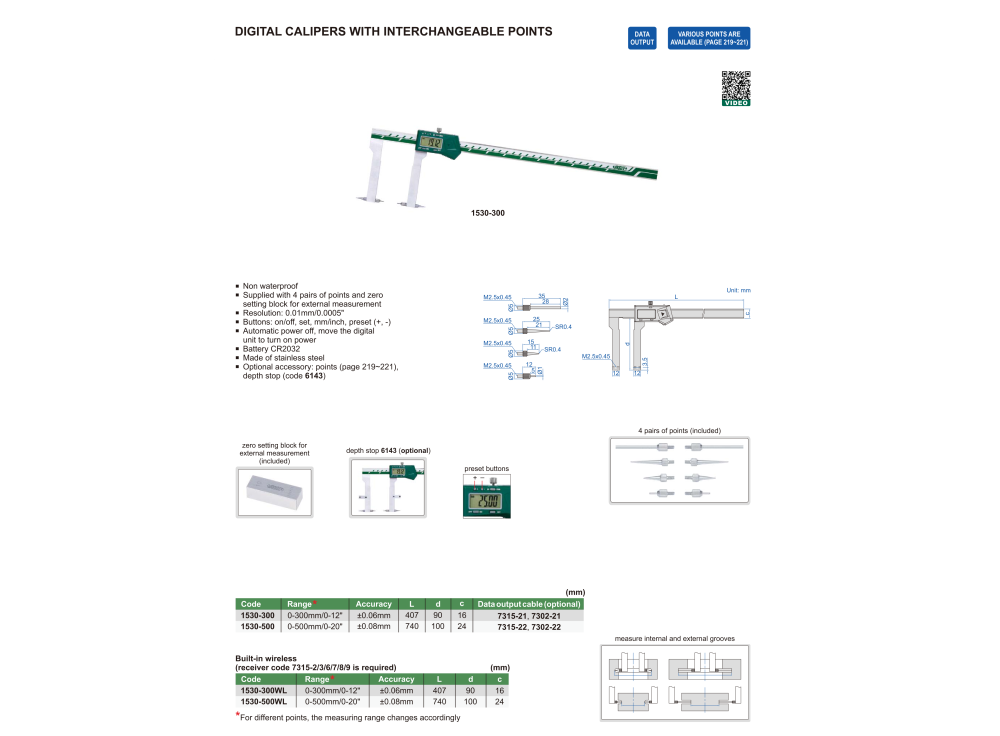 INSIZE 1530 - Digital Caliper with interchangeable point