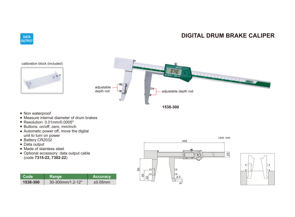 INSIZE 1538 - Digital Drum Brake Caliper