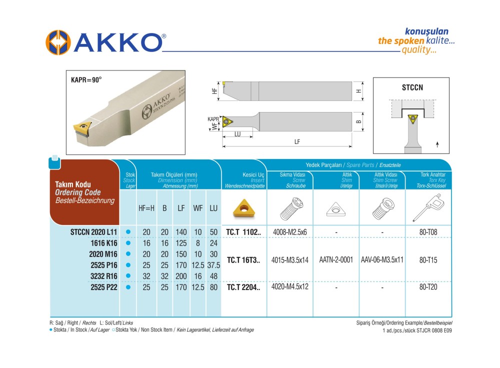 AKKO STCCN 2525 P16 - External turning toolholder - neutral