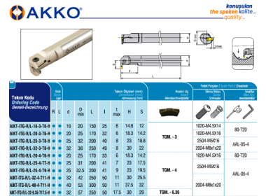 AKKO AIKT-ITG-L-20-3-T6-H - Internal grooving toolholders AIKT-ITG-L-20-3-T6-H Left
