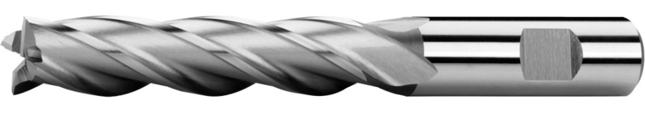 End mills long, 1 tooth cut over centre, 30°, type N, Weldon shank
